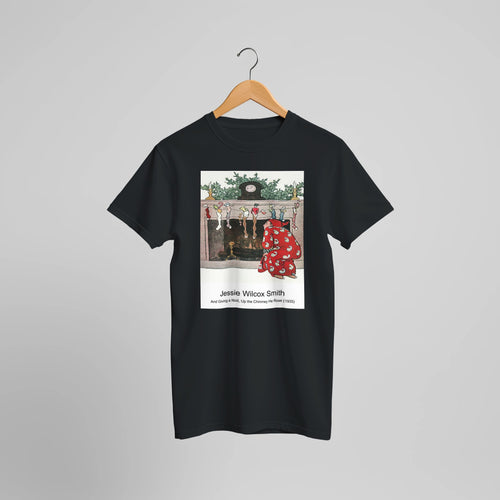 And Giving a Nod, Up the Chimney He Rose (1935) by Jessie Wilcox Smith. Custom Print on a 100% Airlume Combed and Ring-Spun Cotton Unisex Crewneck T-shirt Optimised Aspect Ratio.