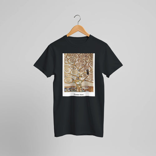 L'Arbre de Vie (1905-1909) by Gustav Klimt. Custom Print on a 100% Airlume Combed and Ring-Spun Cotton Unisex Crewneck T-shirt Optimised Aspect Ratio.