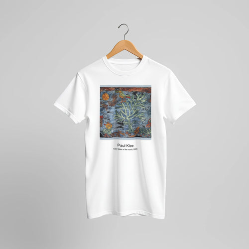 Autumn Flower (1922) by Paul Klee. Custom Print on a 100% Airlume Combed and Ring-Spun Cotton Unisex Crewneck T-shirt Original Aspect Ratio