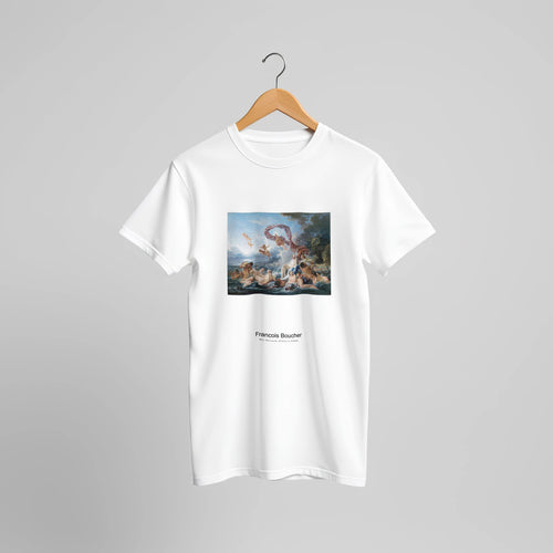 The Triumph of Venus (1740) by François Boucher. Custom Print on a 100% Airlume Combed and Ring-Spun Cotton Unisex Crewneck T-shirt Original Aspect Ratio