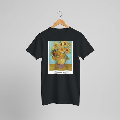 Self-Portrait with a Gray Straw Hat (1887) by Vincent van Gogh. Custom Print on a 100% Airlume Combed and Ring-Spun Cotton Unisex Crewneck T-shirt Optimised Aspect Ratio.