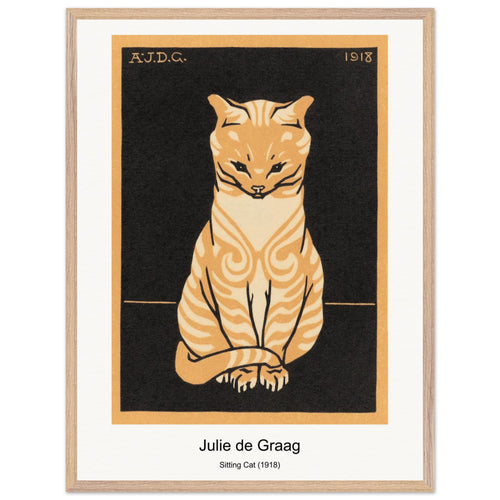 Sitting Cat (1918) by Julie de Graag. Archival Print on Museum Quality Matte Paper. Premium Wood Framed Wall Art. Optimised Aspect Ratio.