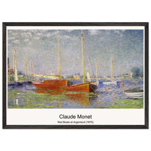 Red Boats at Argenteuil (1875) by Claude Monet. Archival Print on Museum Quality Matte Paper. Premium Wood Framed Wall Art. Optimised Aspect Ratio.