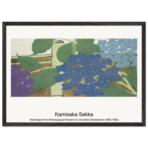 Hydrangea from Momoyogusa-Flowers of a Hundred Generations (1890-1900) by Kamisaka Sekka. Archival Print on Museum Quality Matte Paper. Premium Wood Framed Wall Art. Optimised Aspect Ratio.