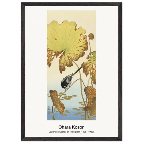 Great tit on branch with pink flowers (1900 - 1930) by Ohara Koson. Archival Print on Museum Quality Matte Paper. Premium Wood Framed Wall Art. Original Aspect Ratio