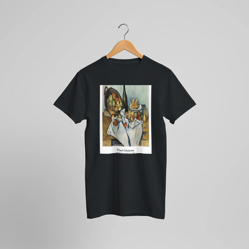 Harlequin (1888-1890) by Paul Cézanne. Custom Print on a 100% Airlume Combed and Ring-Spun Cotton Unisex Crewneck T-shirt Optimised Aspect Ratio.