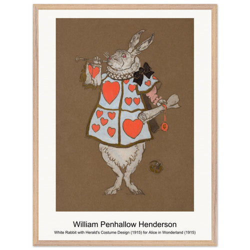 White Rabbit with Herald's Costume Design (1915) for Alice in Wonderland (1915) by William Penhallow Henderson. Archival Print on Museum Quality Matte Paper. Premium Wood Framed Wall Art. Original Aspect Ratio