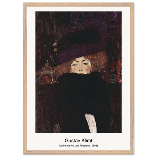 Dame mit Hut und Federboa (1909) by Gustav Klimt. Archival Print on Museum Quality Matte Paper. Premium Wood Framed Wall Art. Optimised Aspect Ratio.