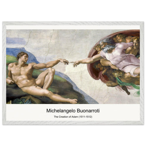 The Creation of Adam (1511-1512) by Michelangelo Buonarroti. Archival Print on Museum Quality Matte Paper. Premium Wood Framed Wall Art. Optimised Aspect Ratio.