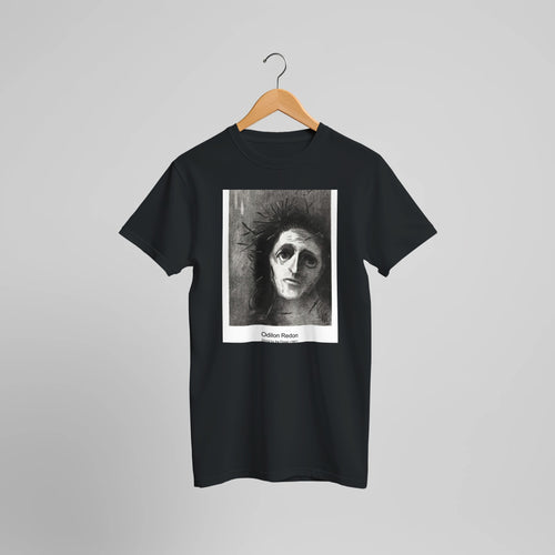 The Langlois Bridge at Arles with Women Washing (1888) by Vincent van Gogh. Custom Print on a 100% Airlume Combed and Ring-Spun Cotton Unisex Crewneck T-shirt Optimised Aspect Ratio.