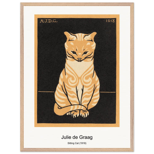 Sitting Cat (1918) by Julie de Graag. Archival Print on Museum Quality Matte Paper. Premium Wood Framed Wall Art. Original Aspect Ratio