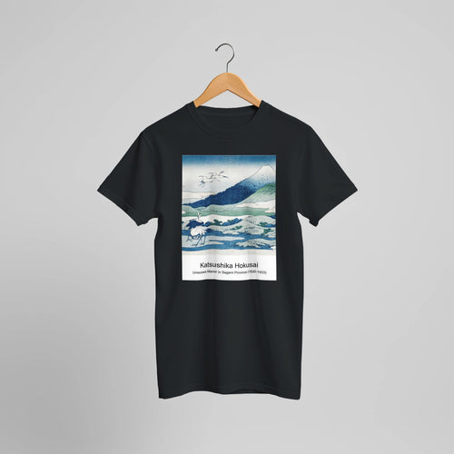 Umezawa Manor in Sagami Province (1830-1833) by Katsushika Hokusai. Custom Print on a 100% Airlume Combed and Ring-Spun Cotton Unisex Crewneck T-shirt Optimised Aspect Ratio.