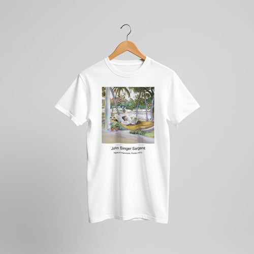 Figure in Hammock, Florida (1917) by John Singer Sargent. Custom Print on a 100% Airlume Combed and Ring-Spun Cotton Unisex Crewneck T-shirt Original Aspect Ratio