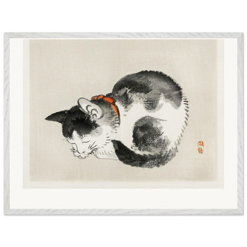 Sleeping cat (1913) by Kōno Bairei. Archival Print on Museum Quality Matte Paper. Premium Wood Framed Wall Art. Original Aspect Ratio