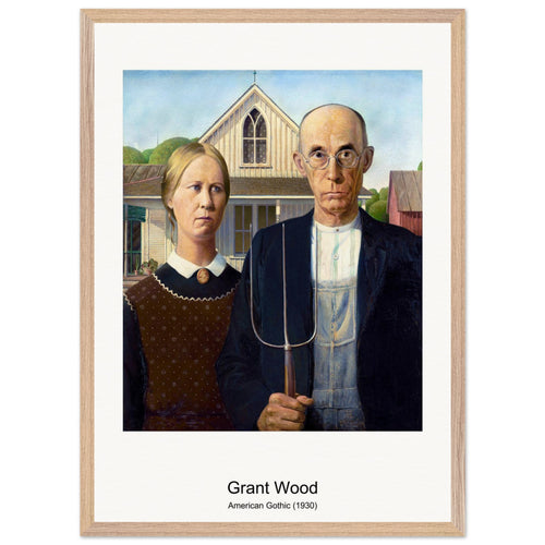 American Gothic (1930) by Grant Wood. Archival Print on Museum Quality Matte Paper. Premium Wood Framed Wall Art. Original Aspect Ratio