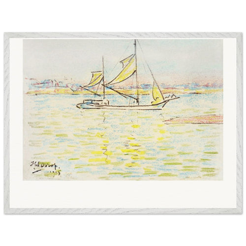 Two-master on the Zeeland waters (1915) by Jan Toorop. Archival Print on Museum Quality Matte Paper. Premium Wood Framed Wall Art. Original Aspect Ratio