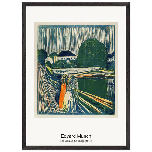 The Girls on the Bridge (1918) by Edvard Munch. Archival Print on Museum Quality Matte Paper. Premium Wood Framed Wall Art. Original Aspect Ratio