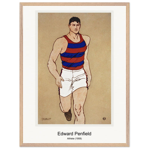 Athlete (1908) by Edward Penfield. Archival Print on Museum Quality Matte Paper. Premium Wood Framed Wall Art. Original Aspect Ratio