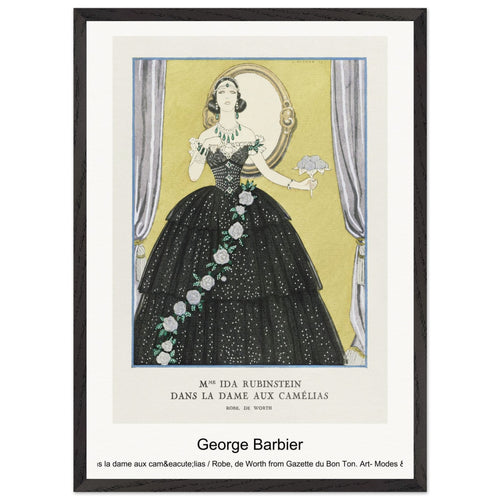 Mme Ida Rubinstein dans la dame aux camélias / Robe, de Worth from Gazette du Bon Ton. Art- Modes & Frivolités No. 5 (1923) by George Barbier. Archival Print on Museum Quality Matte Paper. Premium Wood Framed Wall Art. Optimised Aspect Ratio.