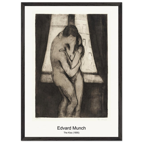 The Kiss (1895) by Edvard Munch. Archival Print on Museum Quality Matte Paper. Premium Wood Framed Wall Art. Optimised Aspect Ratio.