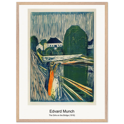The Girls on the Bridge (1918) by Edvard Munch. Archival Print on Museum Quality Matte Paper. Premium Wood Framed Wall Art. Optimised Aspect Ratio.