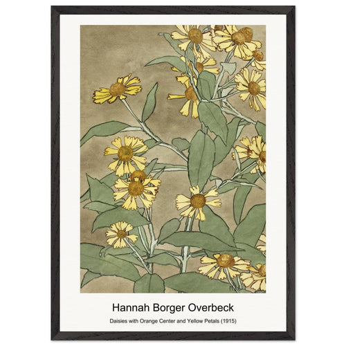 Daisies with Orange Center and Yellow Petals (1915) by Hannah Borger Overbeck. Archival Print on Museum Quality Matte Paper. Premium Wood Framed Wall Art. Original Aspect Ratio