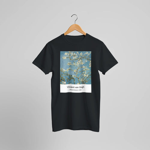 Self-Portrait (1889) by Vincent van Gogh. Custom Print on a 100% Airlume Combed and Ring-Spun Cotton Unisex Crewneck T-shirt Optimised Aspect Ratio.