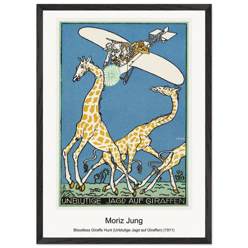 Bloodless Giraffe Hunt (Unblutige Jagd auf Giraffen) (1911) by Moriz Jung. Archival Print on Museum Quality Matte Paper. Premium Wood Framed Wall Art. Optimised Aspect Ratio.