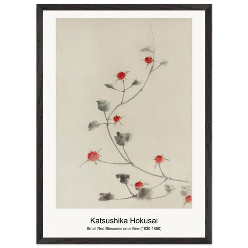 Small Red Blossoms on a Vine (1830-1850) by Katsushika Hokusai. Archival Print on Museum Quality Matte Paper. Premium Wood Framed Wall Art. Optimised Aspect Ratio.