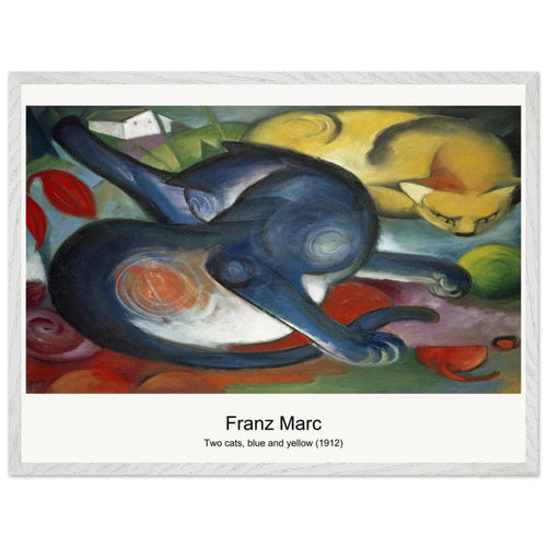 Two cats, blue and yellow (1912) by Franz Marc. Archival Print on Museum Quality Matte Paper. Premium Wood Framed Wall Art. Optimised Aspect Ratio.