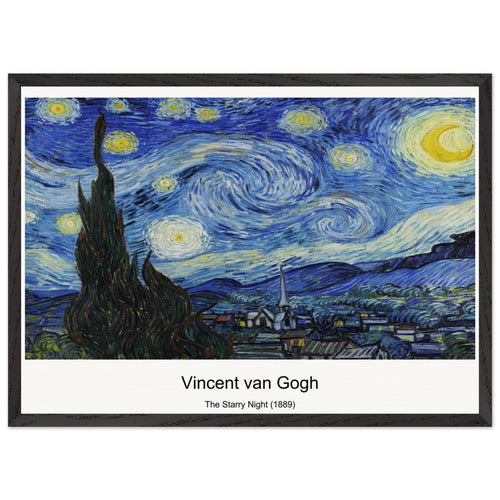 The Starry Night (1889) by Vincent van Gogh. Archival Print on Museum Quality Matte Paper. Premium Wood Framed Wall Art. Optimised Aspect Ratio.