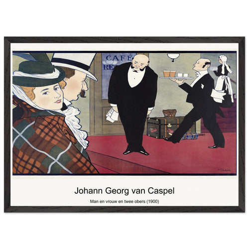 Man en vrouw en twee obers (1900) by Johann Georg van Caspel. Archival Print on Museum Quality Matte Paper. Premium Wood Framed Wall Art. Optimised Aspect Ratio.