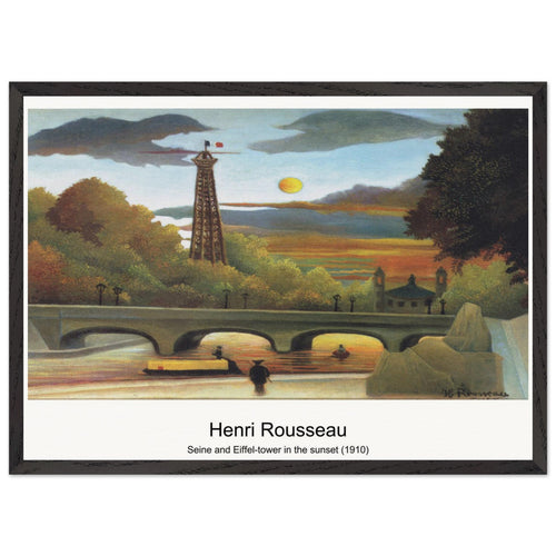 Seine and Eiffel-tower in the sunset (1910) by Henri Rousseau. Archival Print on Museum Quality Matte Paper. Premium Wood Framed Wall Art. Optimised Aspect Ratio.