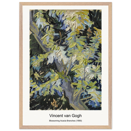 Blossoming Acacia Branches (1890) by Vincent van Gogh. Archival Print on Museum Quality Matte Paper. Premium Wood Framed Wall Art. Optimised Aspect Ratio.