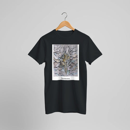 Apple Tree, Pointillist Version (1908-1909) by Piet Mondrian. Custom Print on a 100% Airlume Combed and Ring-Spun Cotton Unisex Crewneck T-shirt Optimised Aspect Ratio.