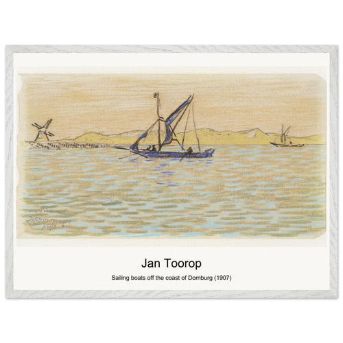 Sailing boats off the coast of Domburg (1907) by Jan Toorop. Archival Print on Museum Quality Matte Paper. Premium Wood Framed Wall Art. Optimised Aspect Ratio.