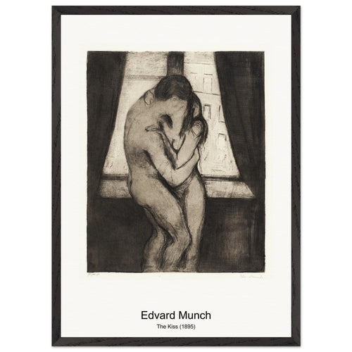 The Kiss (1895) by Edvard Munch. Archival Print on Museum Quality Matte Paper. Premium Wood Framed Wall Art. Original Aspect Ratio