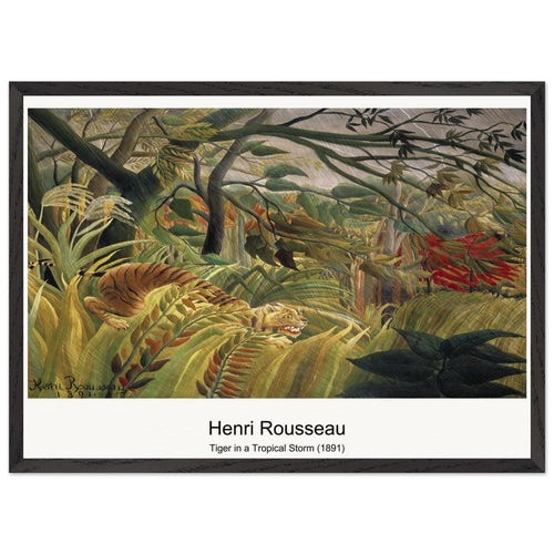 Tiger in a Tropical Storm (1891) by Henri Rousseau. Archival Print on Museum Quality Matte Paper. Premium Wood Framed Wall Art. Optimised Aspect Ratio.