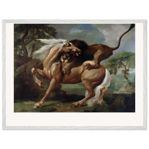 A Lion Attacking a Horse (1762) by George Stubbs. Archival Print on Museum Quality Matte Paper. Premium Wood Framed Wall Art. Original Aspect Ratio