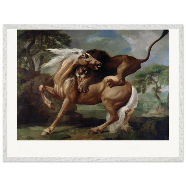A Lion Attacking a Horse (1762) by George Stubbs. Archival Print on Museum Quality Matte Paper. Premium Wood Framed Wall Art. Original Aspect Ratio