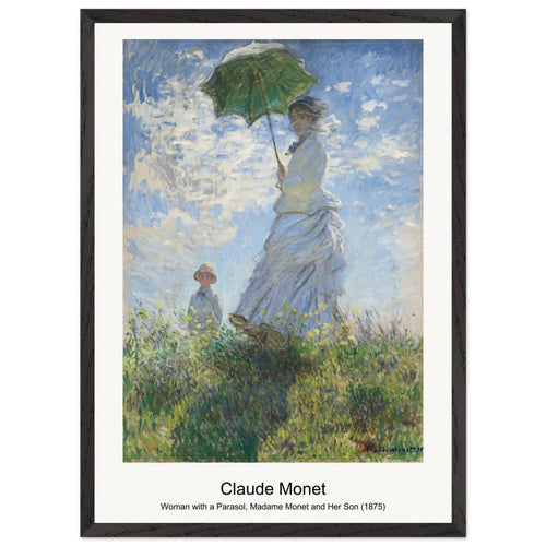 Woman with a Parasol, Madame Monet and Her Son (1875) by Claude Monet. Archival Print on Museum Quality Matte Paper. Premium Wood Framed Wall Art. Optimised Aspect Ratio.