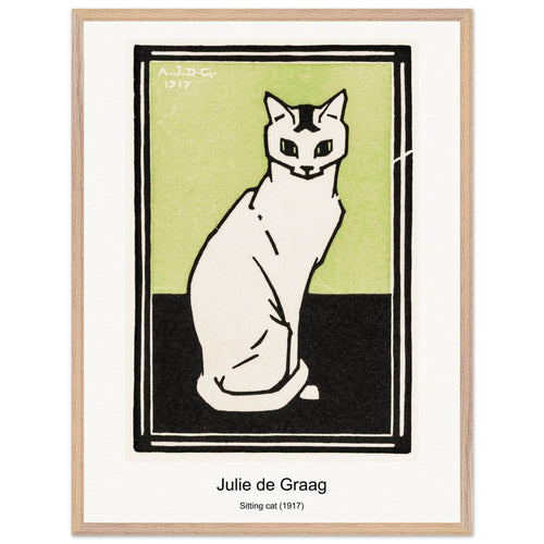 Sitting cat (1917) by Julie de Graag. Archival Print on Museum Quality Matte Paper. Premium Wood Framed Wall Art. Original Aspect Ratio