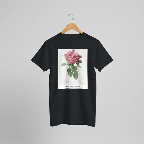 Les Roses (1817-1824) (1817-1824) by Pierre-Joseph Redouté. Custom Print on a 100% Airlume Combed and Ring-Spun Cotton Unisex Crewneck T-shirt Optimised Aspect Ratio.