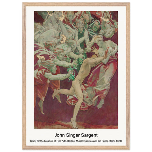 Study for the Museum of Fine Arts, Boston, Murals: Orestes and the Furies (1920-1921) by John Singer Sargent. Archival Print on Museum Quality Matte Paper. Premium Wood Framed Wall Art. Optimised Aspect Ratio.