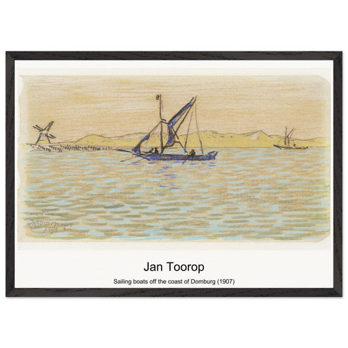 Sailing boats off the coast of Domburg (1907) by Jan Toorop. Archival Print on Museum Quality Matte Paper. Premium Wood Framed Wall Art. Optimised Aspect Ratio.