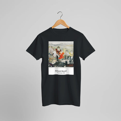 Tingletangle (1895) by Edvard Munch. Custom Print on a 100% Airlume Combed and Ring-Spun Cotton Unisex Crewneck T-shirt Optimised Aspect Ratio.