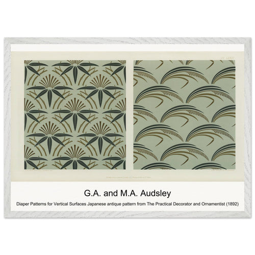 Diaper Patterns for Vertical Surfaces Japanese antique pattern from The Practical Decorator and Ornamentist (1892) by G. A. and M. A. Audsley. Archival Print on Museum Quality Matte Paper. Premium Wood Framed Wall Art. Optimised Aspect Ratio.