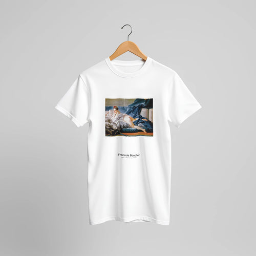 Brown Odalisque (1745) by François Boucher. Custom Print on a 100% Airlume Combed and Ring-Spun Cotton Unisex Crewneck T-shirt Original Aspect Ratio