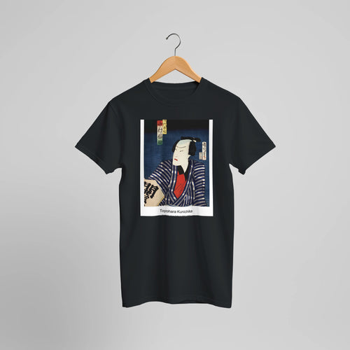 Portraits of an Actor (c. 1860-1880) by Toyohara Kunichika. Custom Print on a 100% Airlume Combed and Ring-Spun Cotton Unisex Crewneck T-shirt Optimised Aspect Ratio.