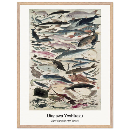 Eighty-eight Fish (19th century) by Utagawa Yoshikazu. Archival Print on Museum Quality Matte Paper. Premium Wood Framed Wall Art. Optimised Aspect Ratio.
